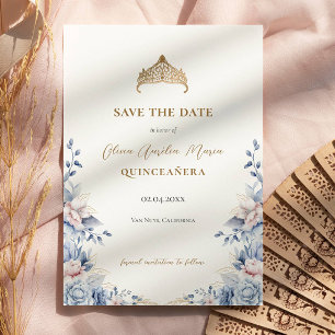 Elegant Tiara Floral Quinceñera Foto Save The Date