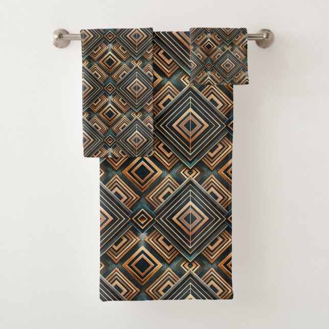 Elegant tile art deco pattern  badhandtuch set (Insitu)