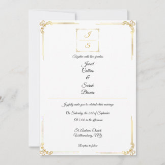 Elegant Timeless Formal Gold Wedding Invitation