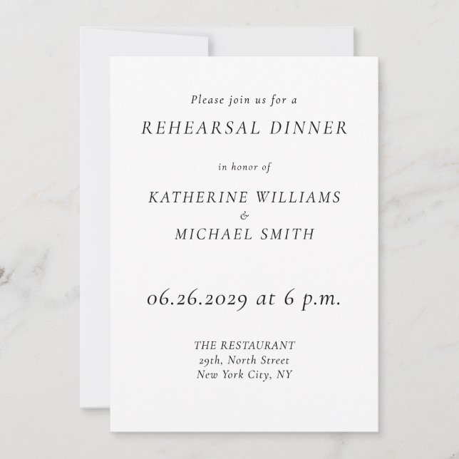Elegant Timeless Wedding Rehearsal Invitations Einladung (Vorderseite)