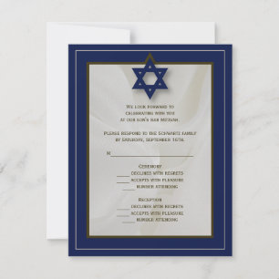 Elégant tissu Barre Mitzvah RSVP carte de réponse 