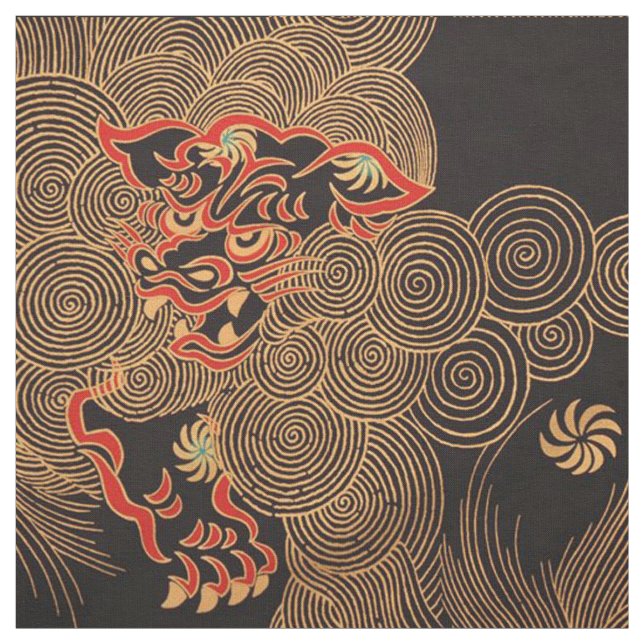 Élégant tissu d'impression de dragon chinois (Échantillon)