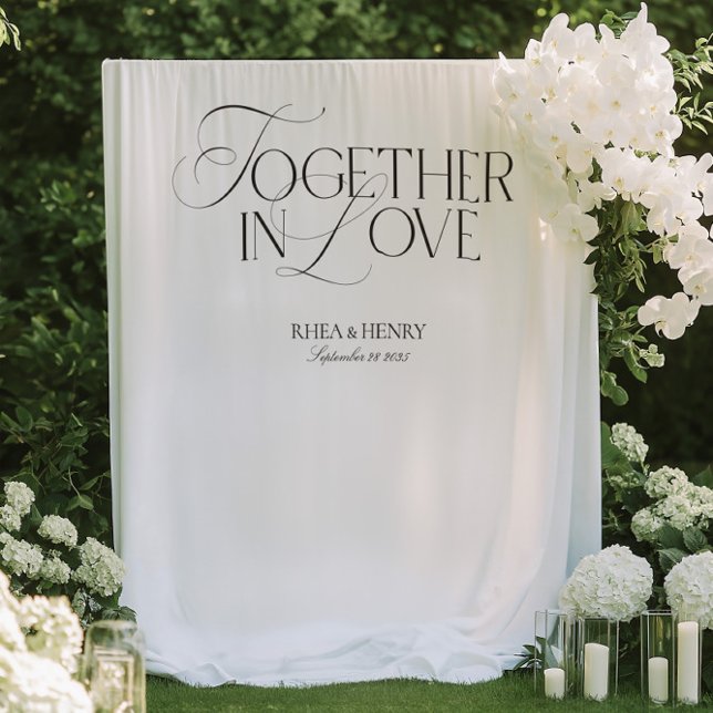 Elegant Together in Love Wedding Welcome Banner Wandteppich (Elegant Together in Love Wedding Welcome Banner Tapestry)