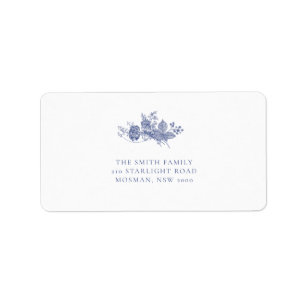 Elegant Toile French Blue Rücksendeadresse Adressaufkleber