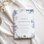 Elegant Toile French Blue Toile 60. Geburtstag Einladung<br><div class="desc">Diese individuell anpassbare Geburtstagsparty Einladungskarte wurde speziell für unsere Kollektion "Toile French Blue Garden" entwickelt und bietet eine blumenblaue französische Country-Note. Für eine erweiterte Anpassung dieses Designs, z.B. das Ändern des Layouts, des Schriftartes oder der Textgröße, klicken Sie bitte auf den obigen Button "KENNEN". Bitte kontaktieren Sie mich für weitere...</div>
