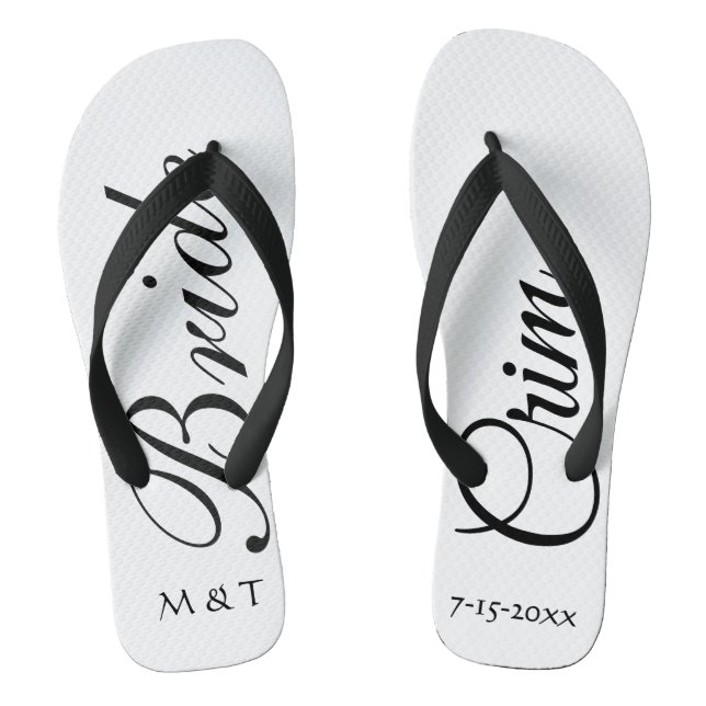 Élégant tongs blancs de mariée Customisée (Semelle)