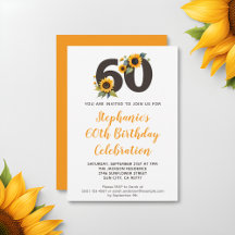 Elégant tournesol 60e anniversaire Invitation