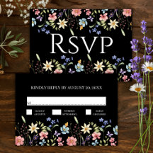 Elegant Traditiona Floral Wildblume Wedding RSVP