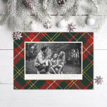 Elegant Traditional Red and Green Plaid Photo Folien Feiertagskarte<br><div class="desc">Original plaid pattern: festive red and green with touches of real gold foil; landscape orientation. Also available in portrait format</div>