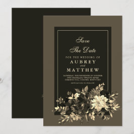Elegant Traditioneller Erdbraun Herbst Blüte Save The Date