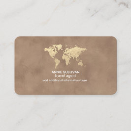 Elegant Travel Agent World Map Old Brown Visitenkarte
