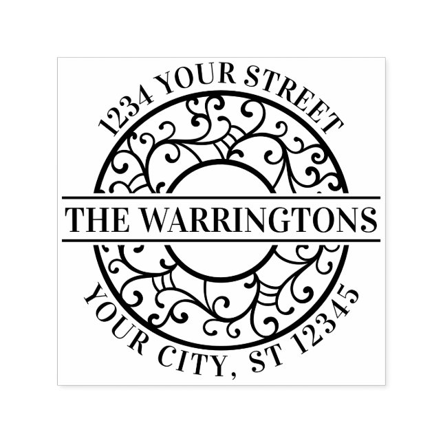 Elegant Tree Branches Lacy Filigree Name Address Permastempel (Design)