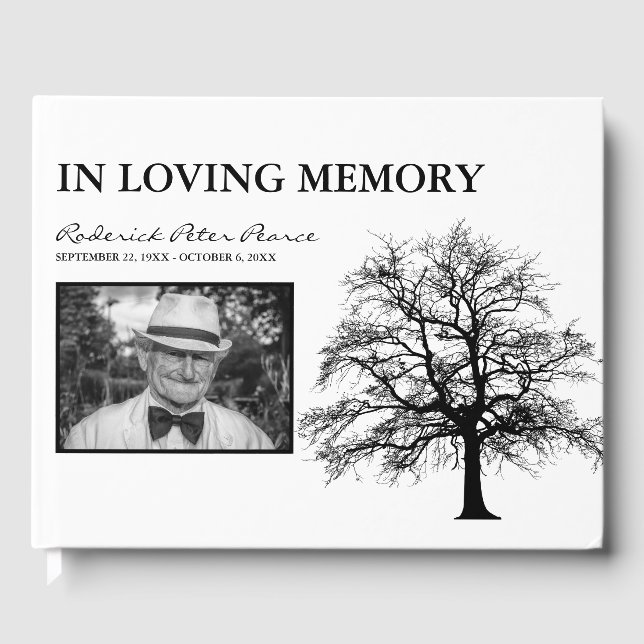Elegant Tree | In liebevoller Erinnerung Foto Beer Gästebuch (Vorderseite)