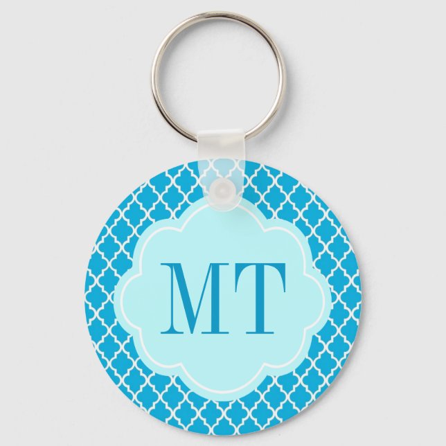 Elegant, trendig, aqua-blau Quarrefolie Schlüsselanhänger (Vorderseite)