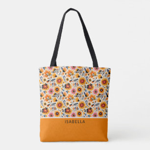 Elegant Trendige Farbige Florale Personalisierte N Tasche