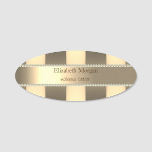 Elegant trendige goldene Streifen mit Perlen Namensschild