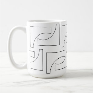 Elegant Trendiges Geometrisches Schwarz und Weiß Kaffeetasse