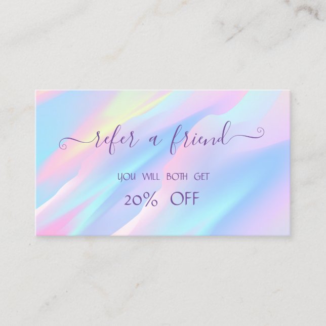 Elegant Trendy Beruflich Holographic Empfehlungskarte (Vorderseite)