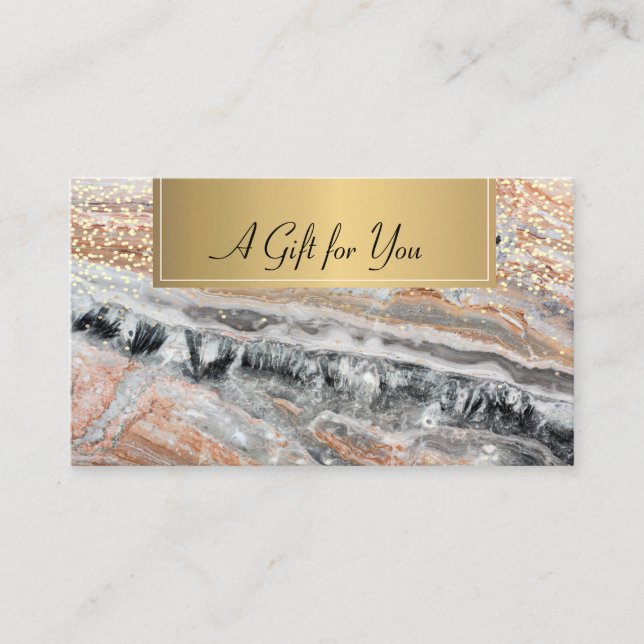 Elegant Trendy Beruflich Marble Gold Confetti Rabattkarte (Vorderseite)