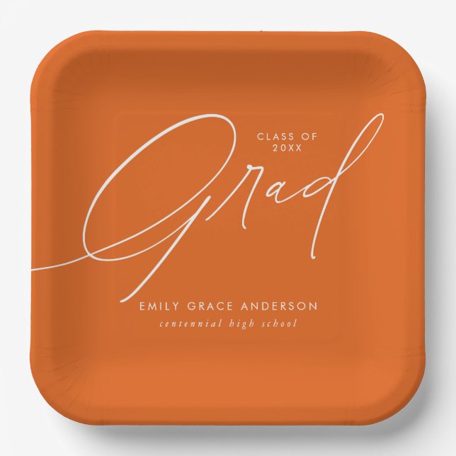 Elegant Trendy Calligraphy Script Abschluss Pappteller (Vorderseite)