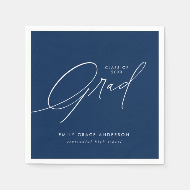Elegant Trendy Calligraphy Script Abschluss Serviette (Vorderseite)