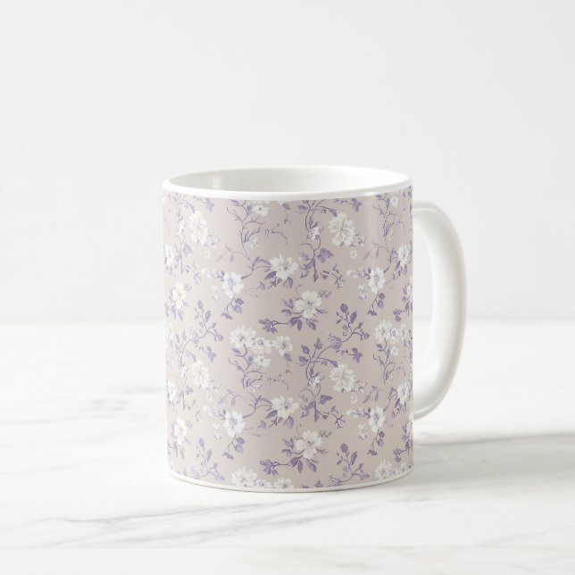 Elegant Trendy Chic Rustic Floral Pastel Kaffeetasse (VorderseiteRechts)