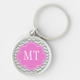 Elegant, trendy, classic grey chevron monogram schlüsselanhänger