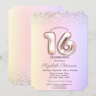 Elegant Trendy Confetti Ombre Sweet 16 Einladung