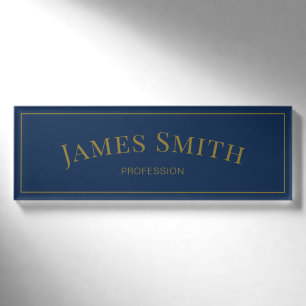 Elegant Trendy Dark Blue Gold: Luxus Beruflich Namenschild