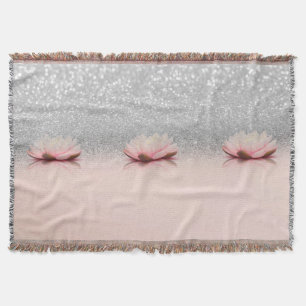 Elegant Trendy Girly, Lotus Silver Glitzer Bokeh Decke