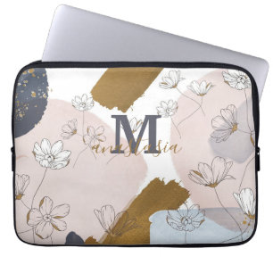 Elegant Trendy Gold Pink Lilac Monogram Laptopschutzhülle