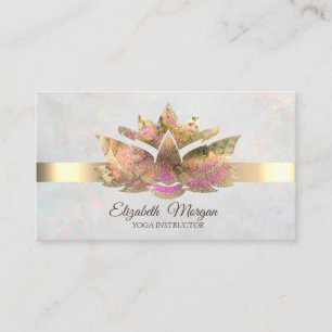Elegant Trendy Gold, White Opal Lotus Visitenkarte