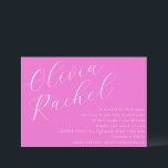 Elegant Trendy Hot Pink Script Minimal Bat Mitzvah Einladung<br><div class="desc">Diese zeitgenössische Fledermaus-Mitzvah-Einladung besticht durch eine minimalistische horizontale Komposition und eine schöne Skriptkalligraphie in Trendy Hot Pink.</div>