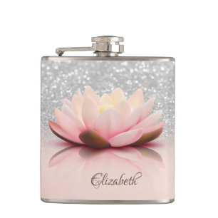 Elegant trendy Mädchenhaft, Lotus Silber Glitter B Flachmann