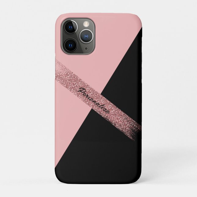 Elegant Trendy Pink Black Glitzer Chic Glam Case-Mate iPhone Hülle (Rückseite)