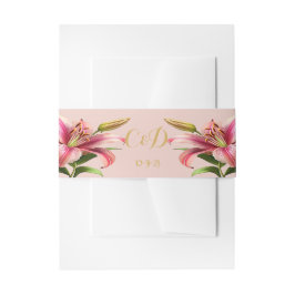 Elegant Trendy Pink Floral Wedding Einladungsbanderole