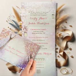 Elegant Tri-Fold Mairy Tale Wedding schließt UAWG  Dreifach Gefaltete Einladung