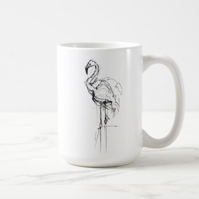 Elegant Tropic Flamingo Sketch Kaffeetasse (Rechts)