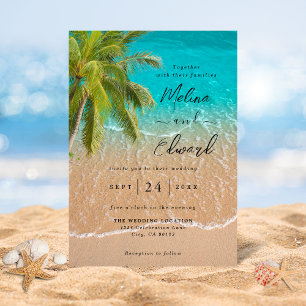 Elégant Tropical Beach Mariage Invitation