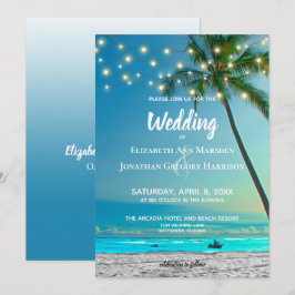 Elegant Tropical Beach String Lights Palms Ombre Einladung