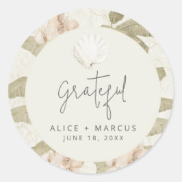 Elegant Tropical Beach Wedding Favor  Runder Aufkleber