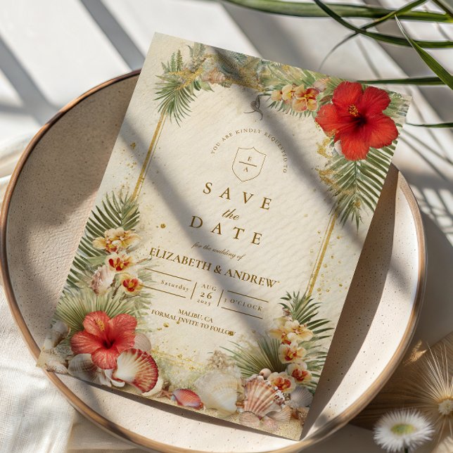 Elegant Tropical Botanical Wedding Save The Date (Von Creator hochgeladen)