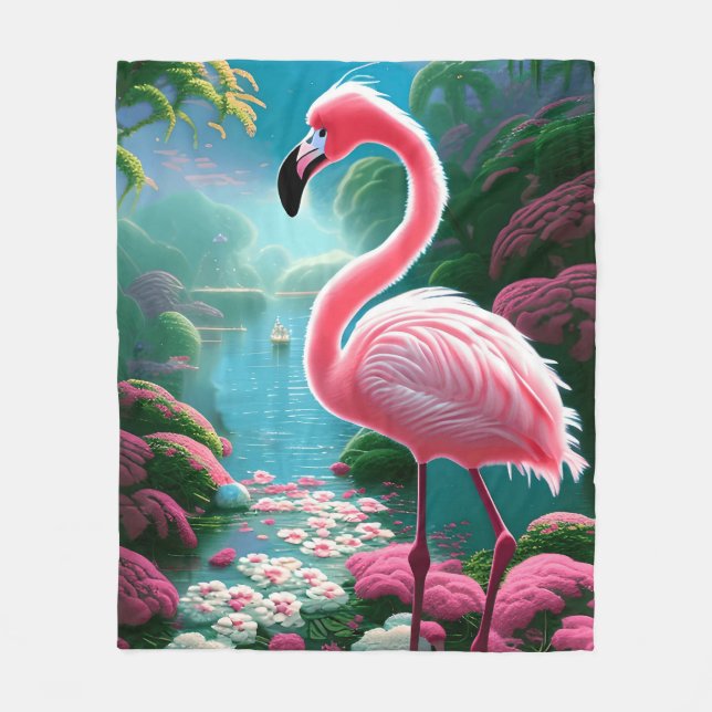 Elegant Tropical Flamingo-70852 Fleecedecke (Vorderseite)