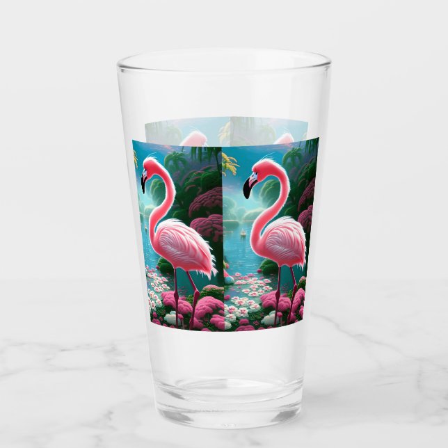 Elegant Tropical Flamingo-70852 Glas (Vorderseite)