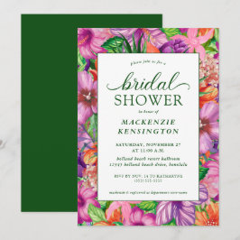 Elégant Tropical Floral Bridal Shower Invitation