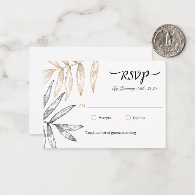 Elégant Tropical Greenery Wedding Carte RSVP (Devant/Arrière en situation)