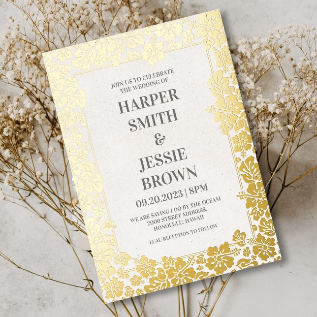 Elegant Tropical Hawaii Beach Wedding Folieneinladung (Von Creator hochgeladen)