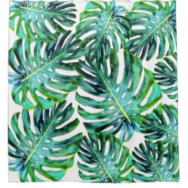 Elegant Tropical Hawaii Monstera Leaf Foto Duschvorhang
