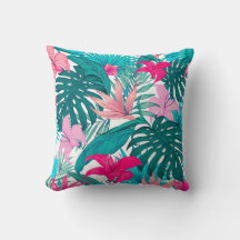 Elegant Tropical Hibiscus Flowers and Leaves Wird