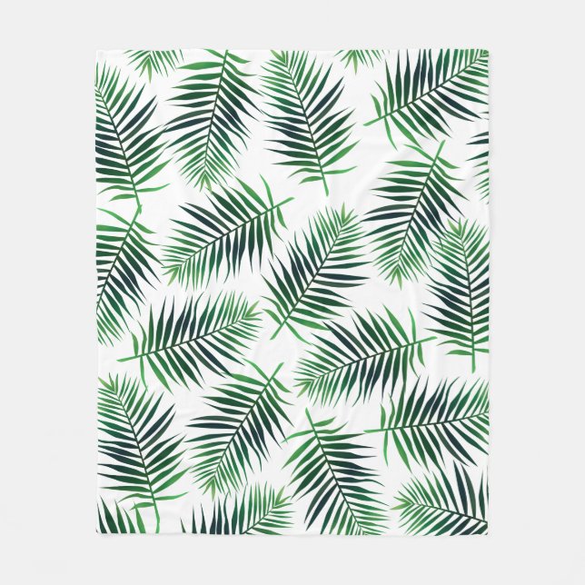 Elegant Tropical Island Palm Fronds Fleecedecke (Vorderseite)